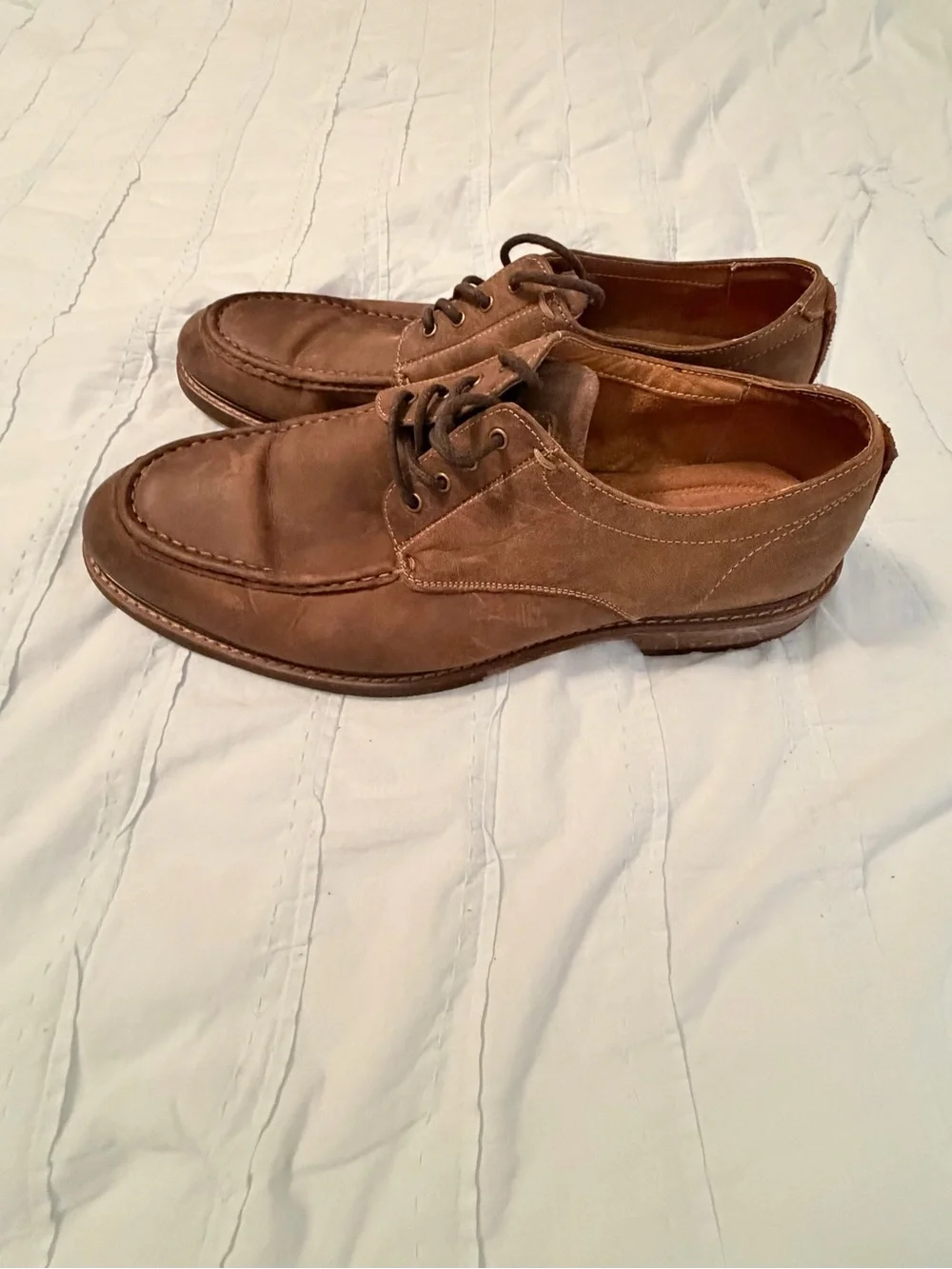 Florsheim Brown Leather Boat Shoes with Moc Toe
